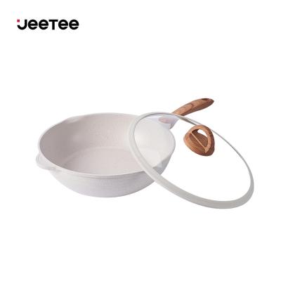 China JEETEE OEM Viable Cast Aluminum Gas Cooking Wok - Brenner Silicone Lid Bottom With Engraved Logo for sale