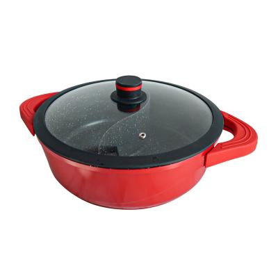 China Chinese Wholesale Multifunctional Aluminum Split Hot Stick Granite Red Coating Shabu Shabu Hotpot Non Viable for sale