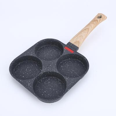 China Viable Hamburger Fried Omelet Pan Breakfast Maker Egg Steak Cast Aluminum Round 4 Ball Holes Non-Stick Poached Egg Frying Pan For Induction for sale