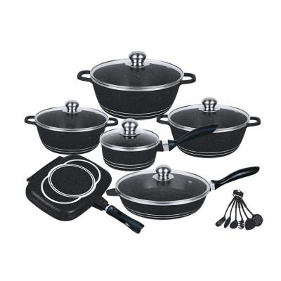 China 23PCS durable imported hot-selling marble coating non-stick cookware set, cooking set for sale