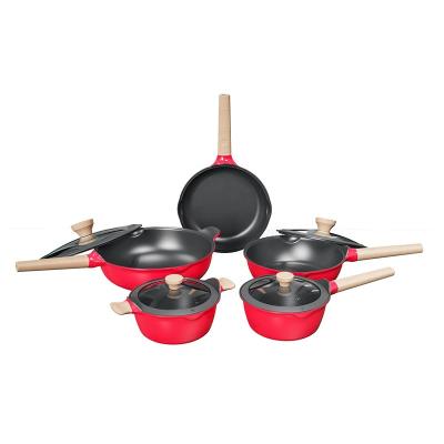 China Factory Stocked Die Cast Aluminum Granite Liner Non-Stick Marble Cookware Cookware Set for sale