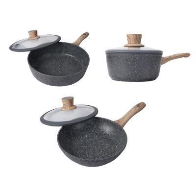 China 6PCS Sustainable Nonstick Cookware Set , Granite Coating Non Stick Aluminum Cookware Set for sale