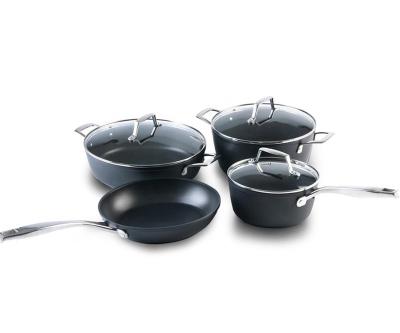 China Hot sale 7PCS sustainable aluminum cookware sets non-stick coowares sets marble coating with glass lid for sale