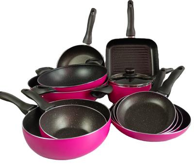 China Durable OEM Non Stick Cooking Pot Set Large Cooking Pots Pressed Aluminum Sets With Induction Bottom for sale