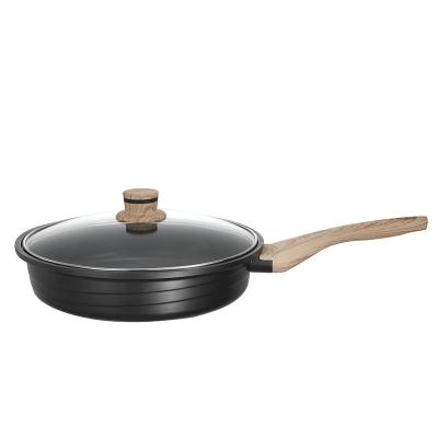 China Sustainable Series Twill Die Cast Aluminum Stick Bottom Induction Non Frying Pan With Glass Lid for sale