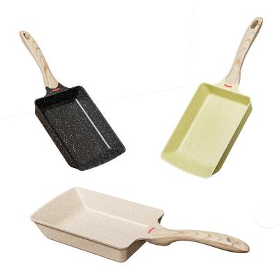 China JEETEE OEM Viable Die Cast Aluminum Non Stick Rolled Tamagoyaki Pan Japanese Omelette Cooking Fry Pan Egg Pan With Handle Rectangle for sale