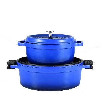 China Large Non Sustainable Enamel Bottom Enamel Bottom Induction Cast Aluminum Die Pot Casserole Set for sale