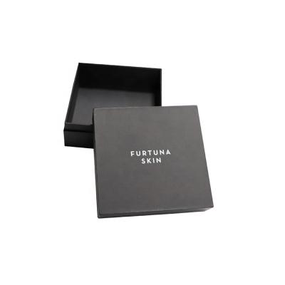 China Recyclable Black Special Paper Rigid Gift Box With White Foil Logo for sale