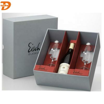 China Simple Recyclable Cardboard Wine Glass Paper Gift Box With 2 Wine Glasses for sale