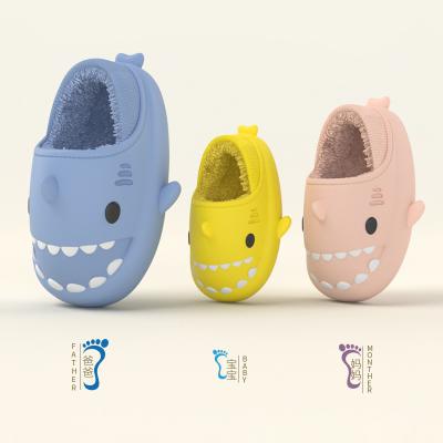 China Cartoon shark cotton hobble kids eva waterproof slippers autumn and winter thick-soled waterproof baby indoor soft-soled cotton shoes for sale