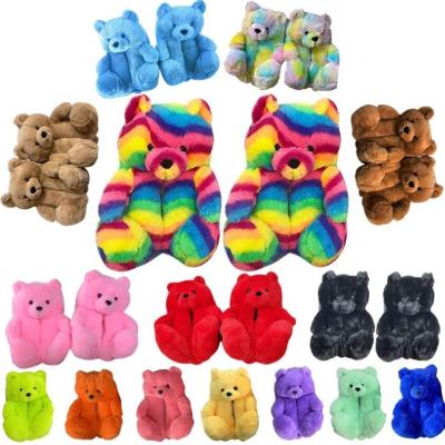 China Popular Fashion Trend Drop Shipping Women Girl Kids Class Teddy Bear House Slippers Girls Hairy Fur Slides Lovely Slipper Comfortable for sale