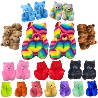 China Popular Fashion Trend Drop Shipping Women Girl Kids Class Teddy Bear House Slippers Girls Hairy Fur Slides Lovely Slipper Comfortable for sale