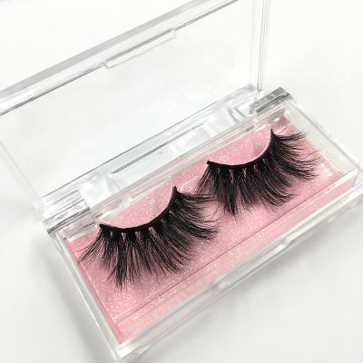 China Hot Sale Natural Long Eye Lash Box For Packaging 20mm 22mm Acrylic Lash Box 3D 5D Mink Lashes Custom Logo Eyelashes for sale