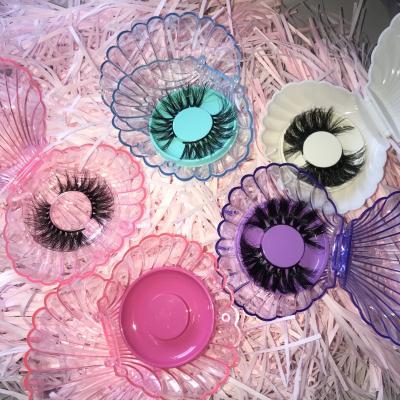 China Dramatic Drop Shipping Shell Lash Box with 25mm Mink Lashes Fluffy Eyelashes 3D Mink Lash Vendor for sale