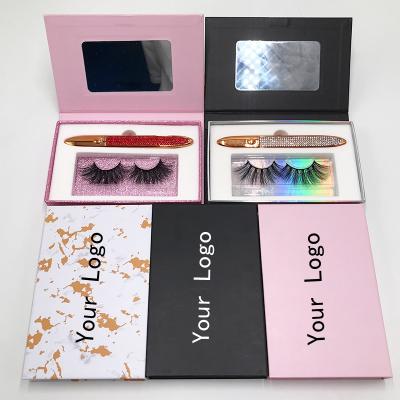 China Wholesale 30mm 25mm long natural lashes with eyelash applicator set 5d mink lashes3d wholesale seller for sale