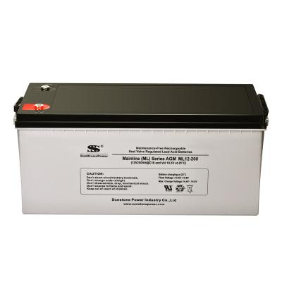 China Sunstone solar system strong power 12v 200ah deep cycle solar battery sealed AGM vrla lead acid battery for sale