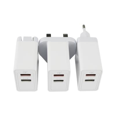 China Mobile Phone 5V 3A 9V 2A 12V 1.5A Socket 2 Ports QC 3.0 USB EU/US Charger For iPhone For iPad Fast Charger for sale