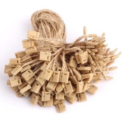 China Eco-Friendly Natural Hemp Twine Tag Jean Jewelry Vintage Price Hang Craft Tags Linen Rope Snap Buckle Lock Jute DIY Rope Accessories for sale