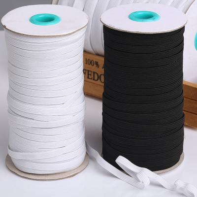 China Factory wholesale 6MM viable white / black flat elastic band1/4 inch braided elastic strap for sale