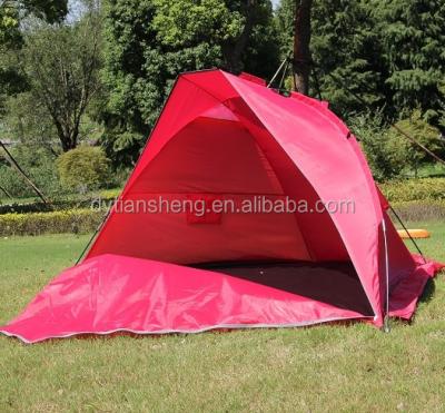 China Outdoor Travel Hiking Polyester Fabric Camping Cheap Red Fiberglass Beach Tent for sale