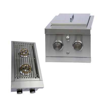 China Easily Assembled Outdoor Kitchen Stainless Steel Barbecue Gas Double Side Burner for sale