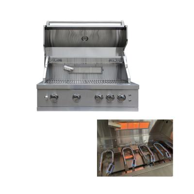 China Easily Assembled Deluxe Outdoor Kitchen Island Propane Butane Natural Gas 4 Burner Gas BBQ Grill for sale