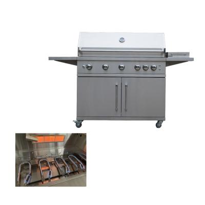 China Easily Assembled 5 Burner 44inch Free Standing Grill With Cart For Outdoor Kitchens for sale