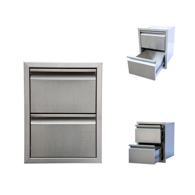 China 304 stainless steel modern outdoor kitchen storage construction in the double drawer for sale