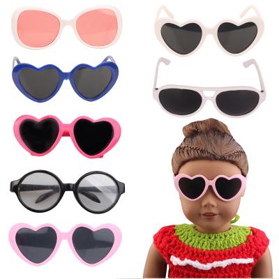 China 2022 Newest Arrival American Doll Girl Cartoon Toy Round Sunglasses 18 Inch Fashion Colorful Round Sunglasses for sale