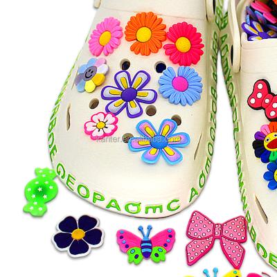 China Custom Croc Charm Low Price PVC Shoe Charms Flower Shoe Charms Buckles Shoe Accessories Ornaments Fit For Croc Charms Party Gift for sale