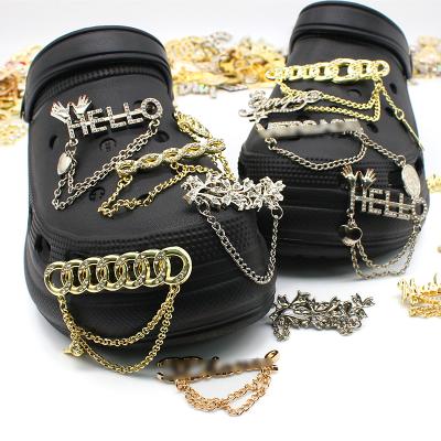 China Custom Clog Charm Wholesale Top Sell Metal Chain Shoes Charm Fits For Clog Shoes for sale