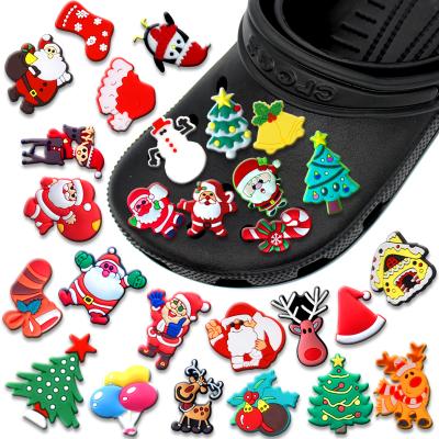 China New Designer Custom Clog Charm Merry Christmas Series Charms PVC Plastic Rubber For Croc Shoes Charms Party Gifts for sale