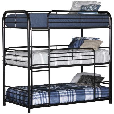 China Cheap Child 3 Tier Wrought Iron Metal Tube Easy Assembling Triple Bed For Children for sale