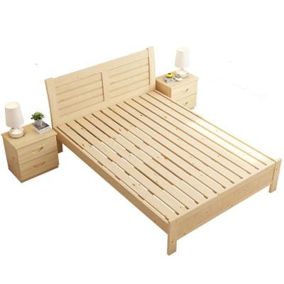 China Low Platform Wooden Bed Simple Modern Solid Wood Queen Queen Size for sale