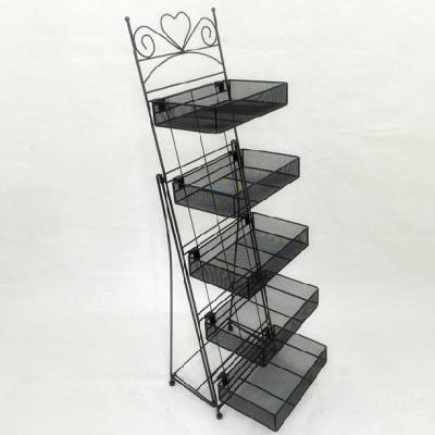 China Wire Mesh Steel Basket Nail Polish Retail Rack Floor Display Rack ZJY01-2 for sale