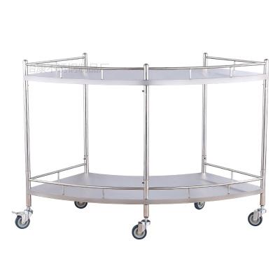 China Modern Hot Sale Hospital Furniture Stainless Steel Fan Shape Mobile Stainless Steel Tray Trolley for sale