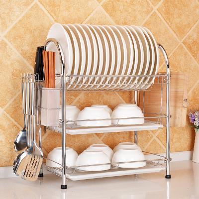 China 3 Tier Stainless Steel Metal Wire Viable Drying Dish Rack For Kitchen Organiz for sale