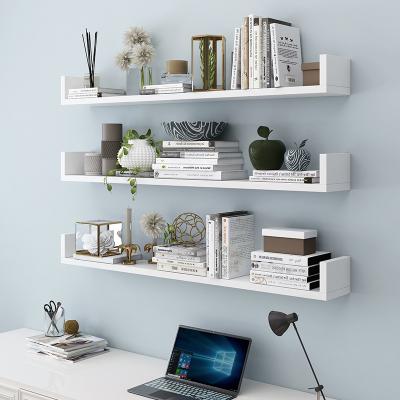 China Wholesale Decoration Living Room Wall Free Punch Shelf Wooden Storage For Shop for sale