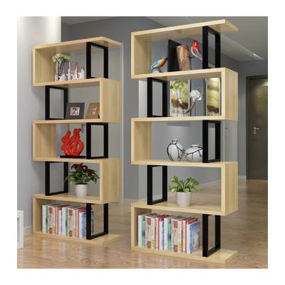 China Customized Modern Metal Industrial Minimalist Room Household Combination Partition Storage Rack Industrial Shelf In Wood Color for sale