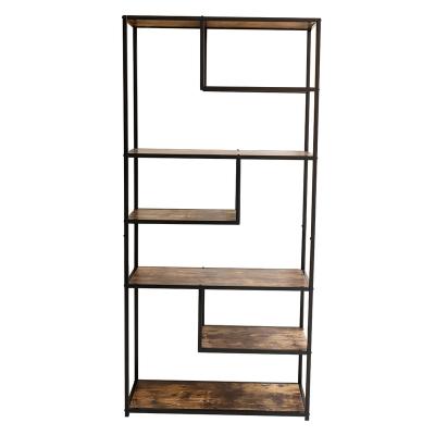 China Easy To Assemble Diy Infustrial Metal Library Book Shelves Wrought Iron Vertical Shelf for sale