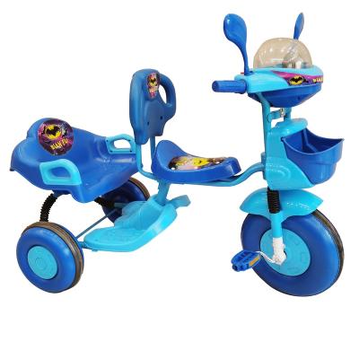 China DOUBLE SEAT PLASTIC KIDS TRICYCLE TWIN SEAT TWO SEAT TRICYCLE RIDE ON CAR JH914 for sale