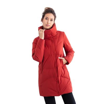 China Reversible Mid Length Down Jacket Women's Single Breasted White Duck Business Stand Collar Winter Coat Down Jacket High Quality for sale