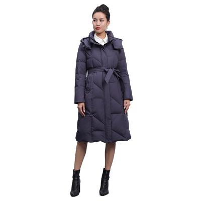 China High quality reversible white duck down jacket women's slim hooded jacket coat women's entrance temperament belt down jacket for sale