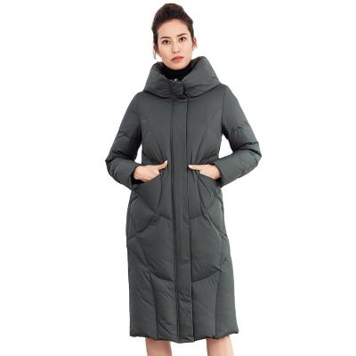 China High Quality Reversible Mid Length Down Jacket Winter Over The Knee Cowl White Duck Down Jacket For Women Thick Down Jacket for sale