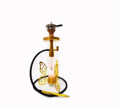 China Wholesale Good Quality Butterfly LED Portable Aluminum Hookah Set Electronic Hookah Shisha Box With LED Light Chicha Sheesha for sale