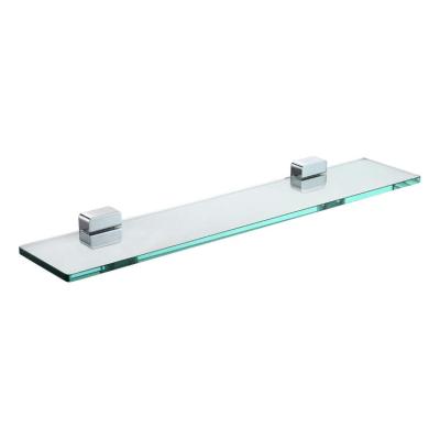 China Bathroom Glass Illuminated Square Chrome Glass Shelf Brackets Clamp Glass Rack for sale