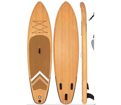 China Wooden SUP Board Color Double Layer Wood Material Non Slip Deck SUP Board With Plastic Two Way Pump Paddle Backpack Fin And Leash for sale