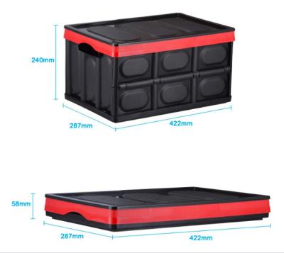 China Space Saving Modern Box Reinforced Handle Easy To Carry 30L Backseat Organizer Plastic Foldable Storage Folding Box for sale