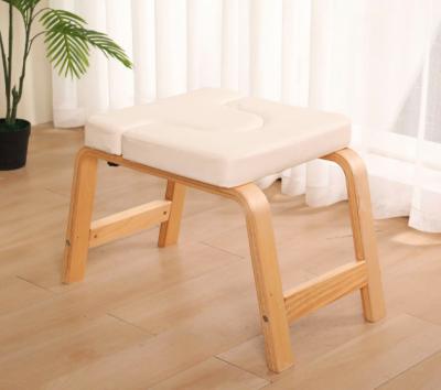 China Knight Wooden Portable Folding Durable Legs Up HeadStand Bench Yoga Stool Inverted Chair for sale