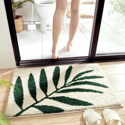 China Modern Bathroom Entrance Faux Wool Flock Non Slip Bath Mat Bathroom Anti-Slip Cover for sale